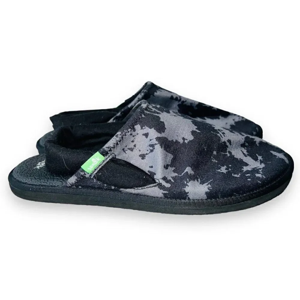 Sanuk Yoga Sling Cruz Slingback Sandals Black Tie-Dye 1100769‎ Women's 7